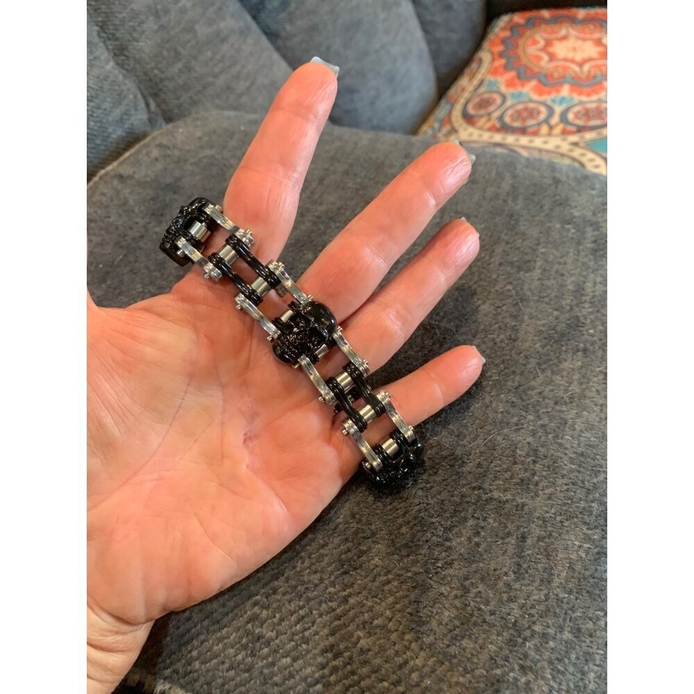 Stainless Steel Gothic Chain Bracelet With Skull Cross Design